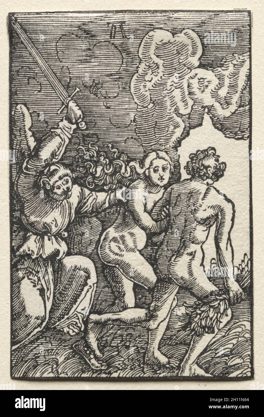 The Fall and Redemption of Man: The Expulsion from Eden, c. 1515. Albrecht Altdorfer (German, c. 1480-1538). Woodcut; Stock Photo
