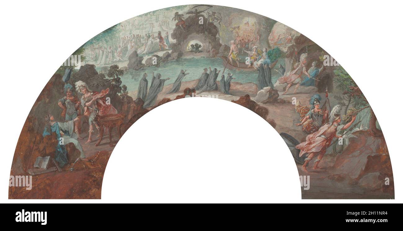 Sketch for the 'Aeneid', 1700s. Anonymous. Watercolor and gouache; sheet: 27.2 x 54.8 cm (10 11/16 x 21 9/16 in.); secondary support: 35.2 x 64.7 cm (13 7/8 x 25 1/2 in.); tertiary support: 35.2 x 64.7 cm (13 7/8 x 25 1/2 in.). Stock Photo