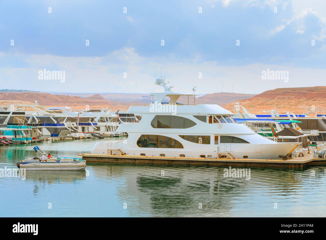 Lake Powell, Utah, USA September 29, 2021 Yachts and houseboats
