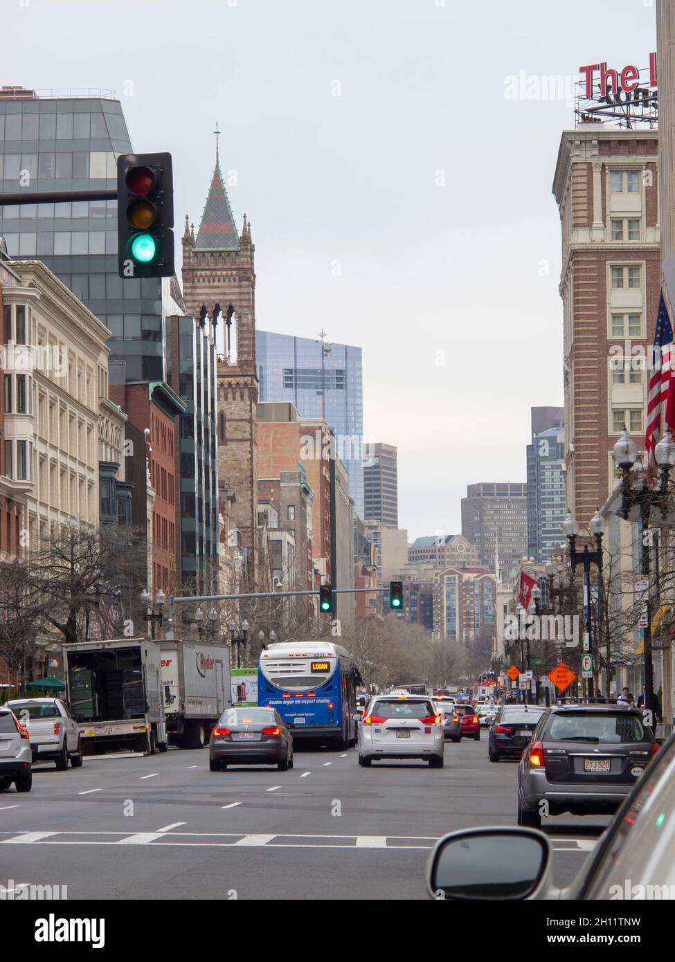 Looking east along Boylston Street in Boston Massachusetts USA Stock