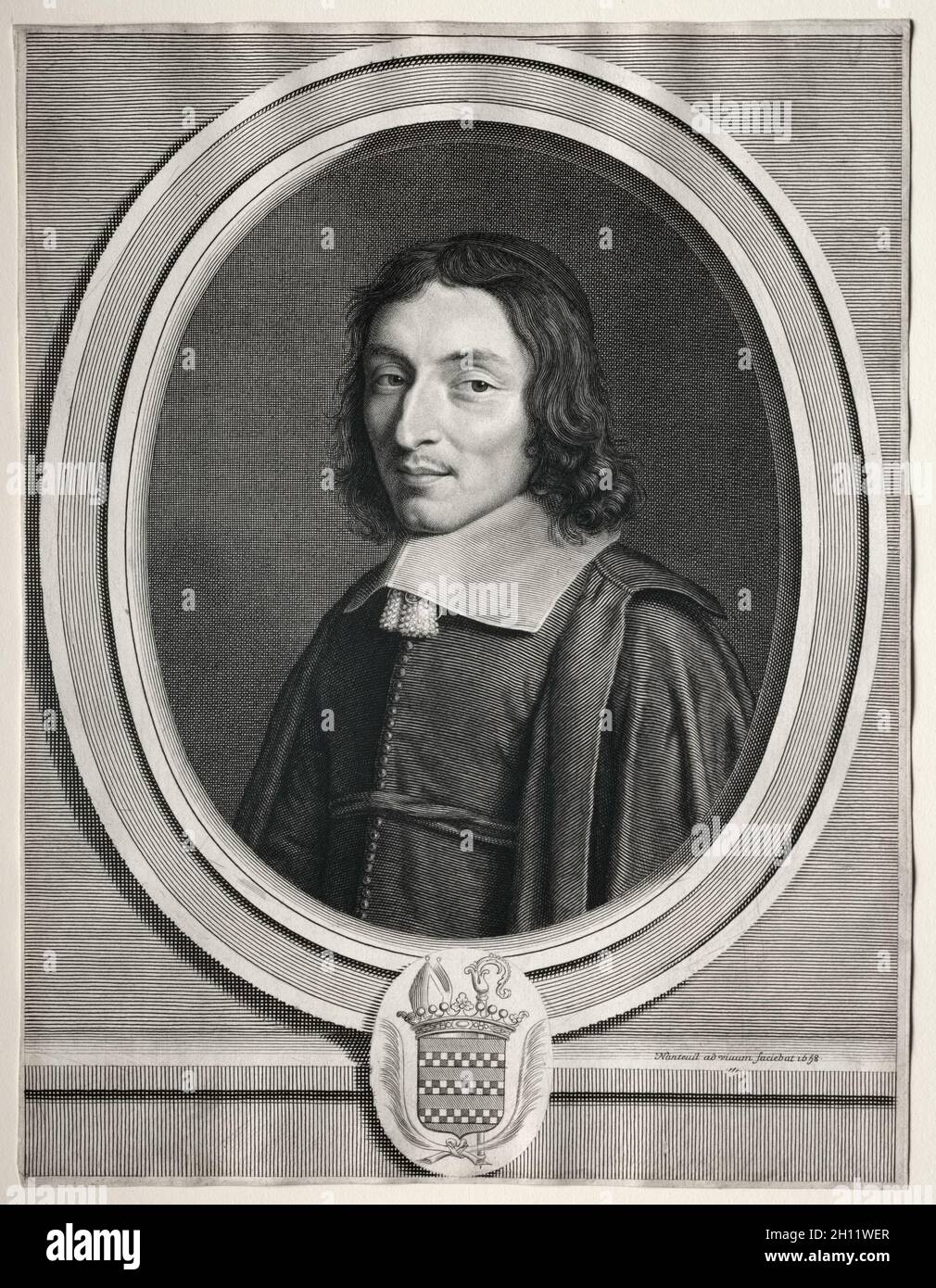 Cardinal de Coislin, 1658. Robert Nanteuil (French, 1623-1678). Engraving; Stock Photo