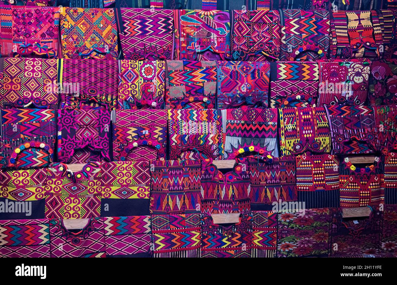 Traditional Mayan  textiles at the Sunday Market in Chichicastenango, Guatemala Stock Photo