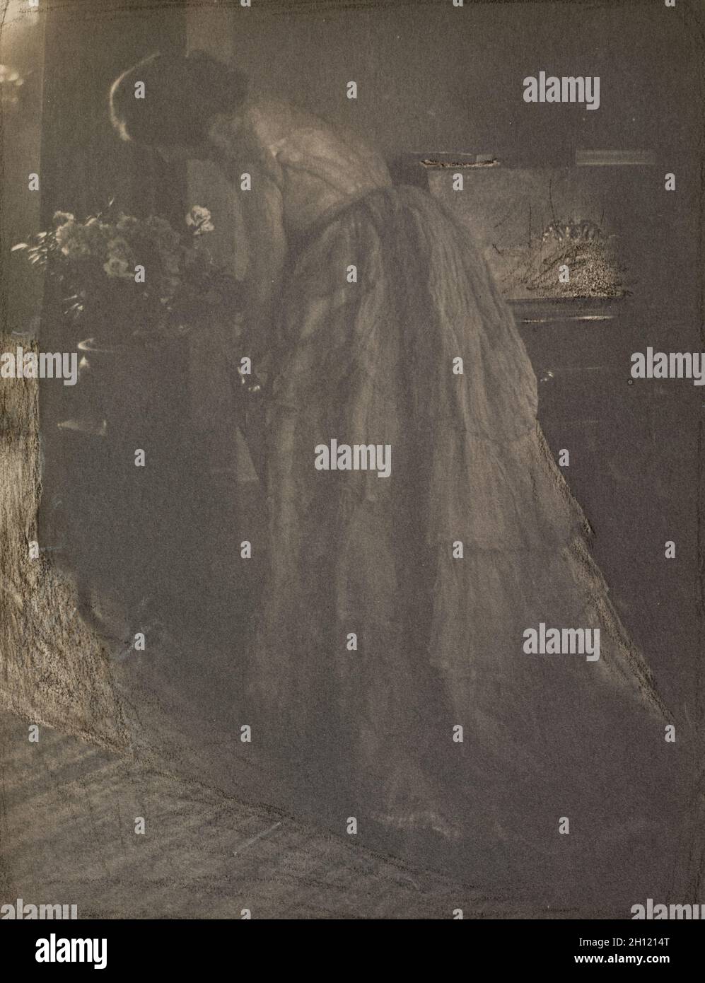 The Azalea Plant (Julia Hall McCune), c. 1900. Clarence H. White (American, 1871-1925). Platinum print with pencil; image: 19.5 x 15 cm (7 11/16 x 5 7/8 in.); paper: 38.9 x 29.3 cm (15 5/16 x 11 9/16 in.); matted: 45.7 x 35.6 cm (18 x 14 in.). Stock Photo