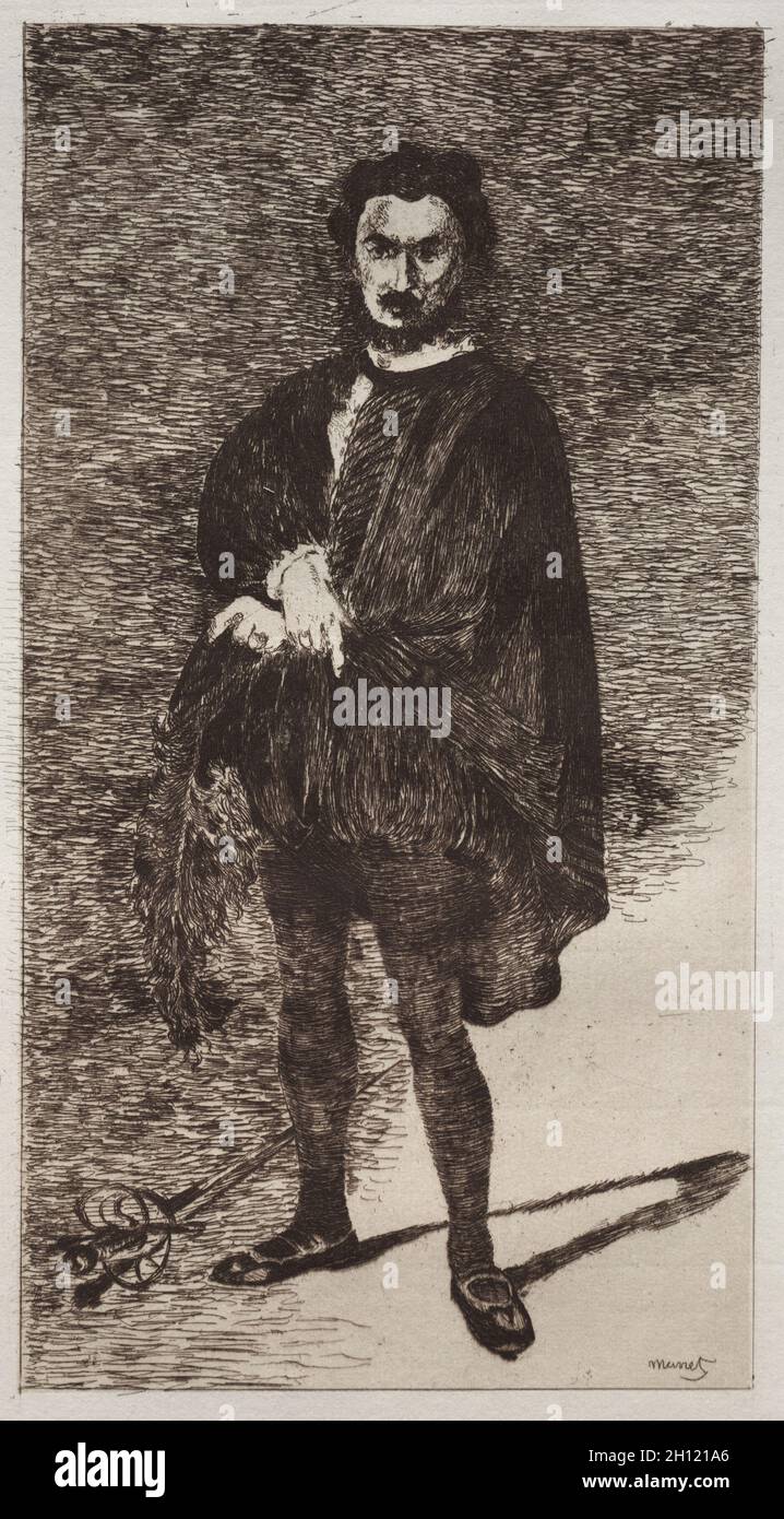 The Tragic Actor, 1866. Edouard Manet (French, 1832-1883). Etching; Stock Photo