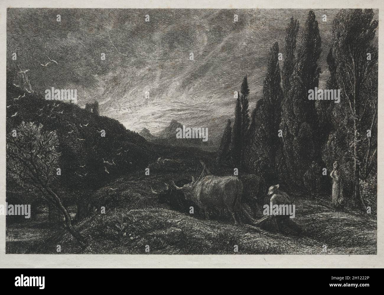 The Early Plowman. Samuel Palmer (British, 1805-1881). Etching Stock ...