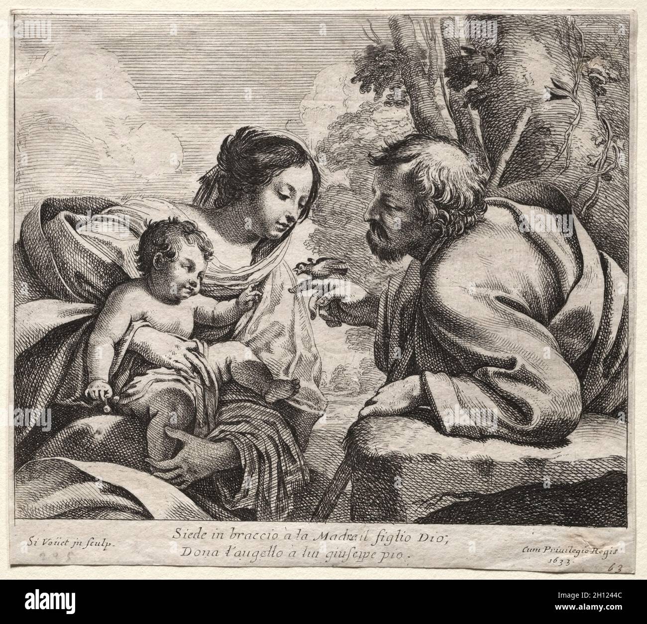 Holy Family, 1633. Simon Vouet (French, 1590-1649). Etching; Stock Photo