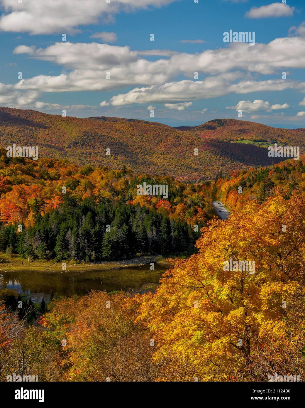 View from the Route 17 scenic overlook, Vermont Stock Photo