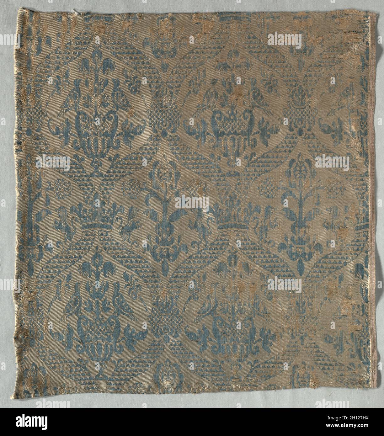 Damask Fragment, 1500s. Italy, 16th century. Damask; overall: 53.5 x 50 cm (21 1/16 x 19 11/16 in.). Stock Photo