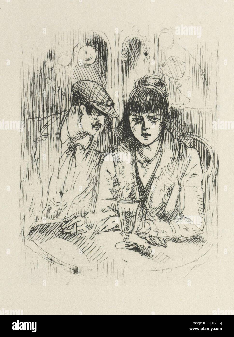 Le Drageoir aux épices by J. K. Huysmans: p. 26, 1929. Auguste Brouet (French, 1872-1941), J.K. Huysmans (French). Book containing 54 etchings; overall: 28.7 x 23.3 x 4.5 cm (11 5/16 x 9 3/16 x 1 3/4 in.). Stock Photo
