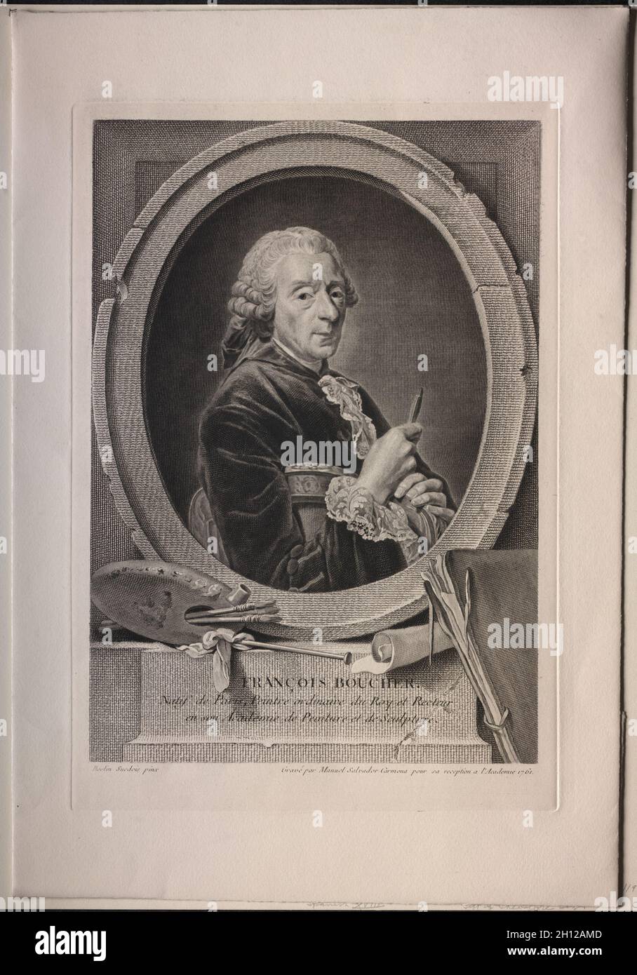 François Boucher, 1761. Manuel Salvador Carmona (Spanish, 1734-1820). Engraving; Stock Photo