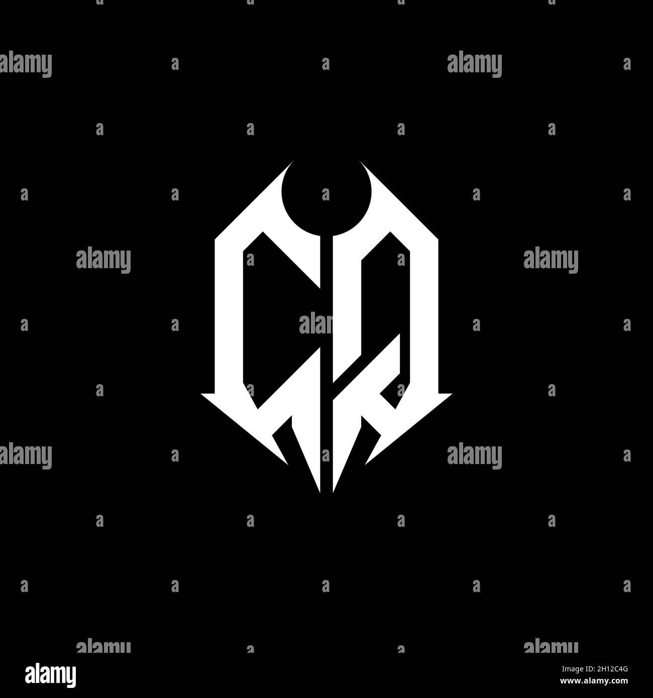 CQ Monogram logo letter with metal shape style design template on black ...