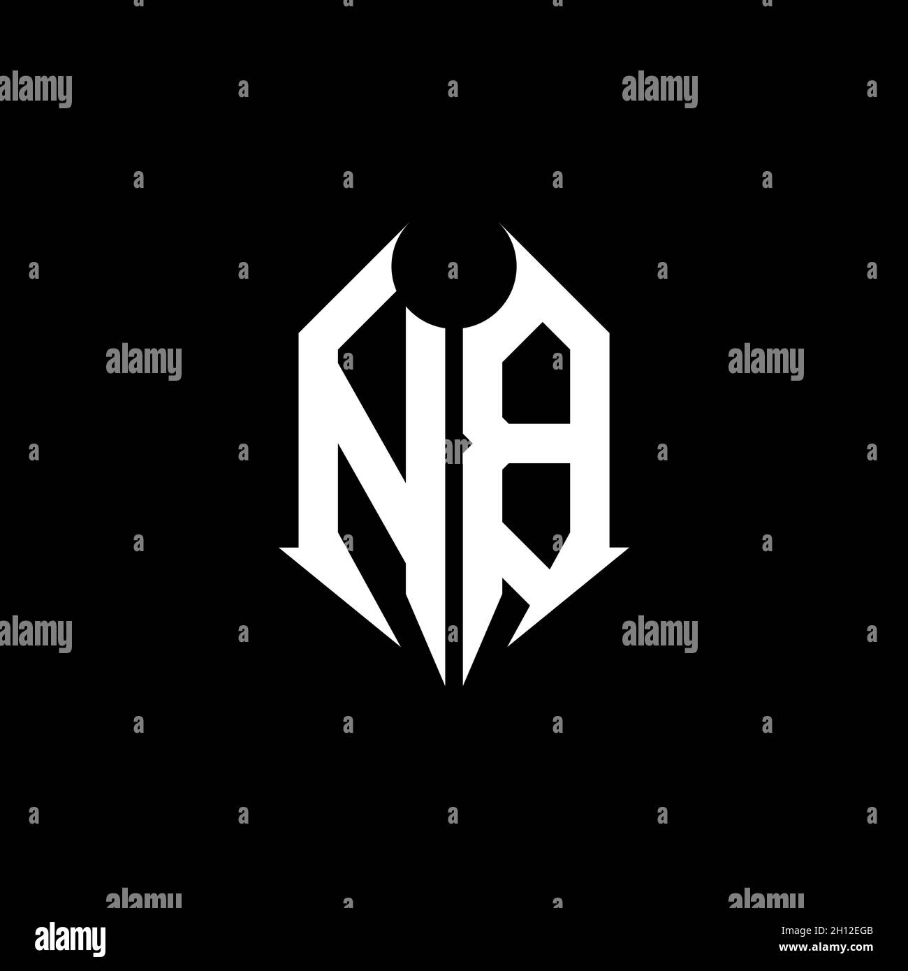 NB Monogram logo letter with metal shape style design template on black ...
