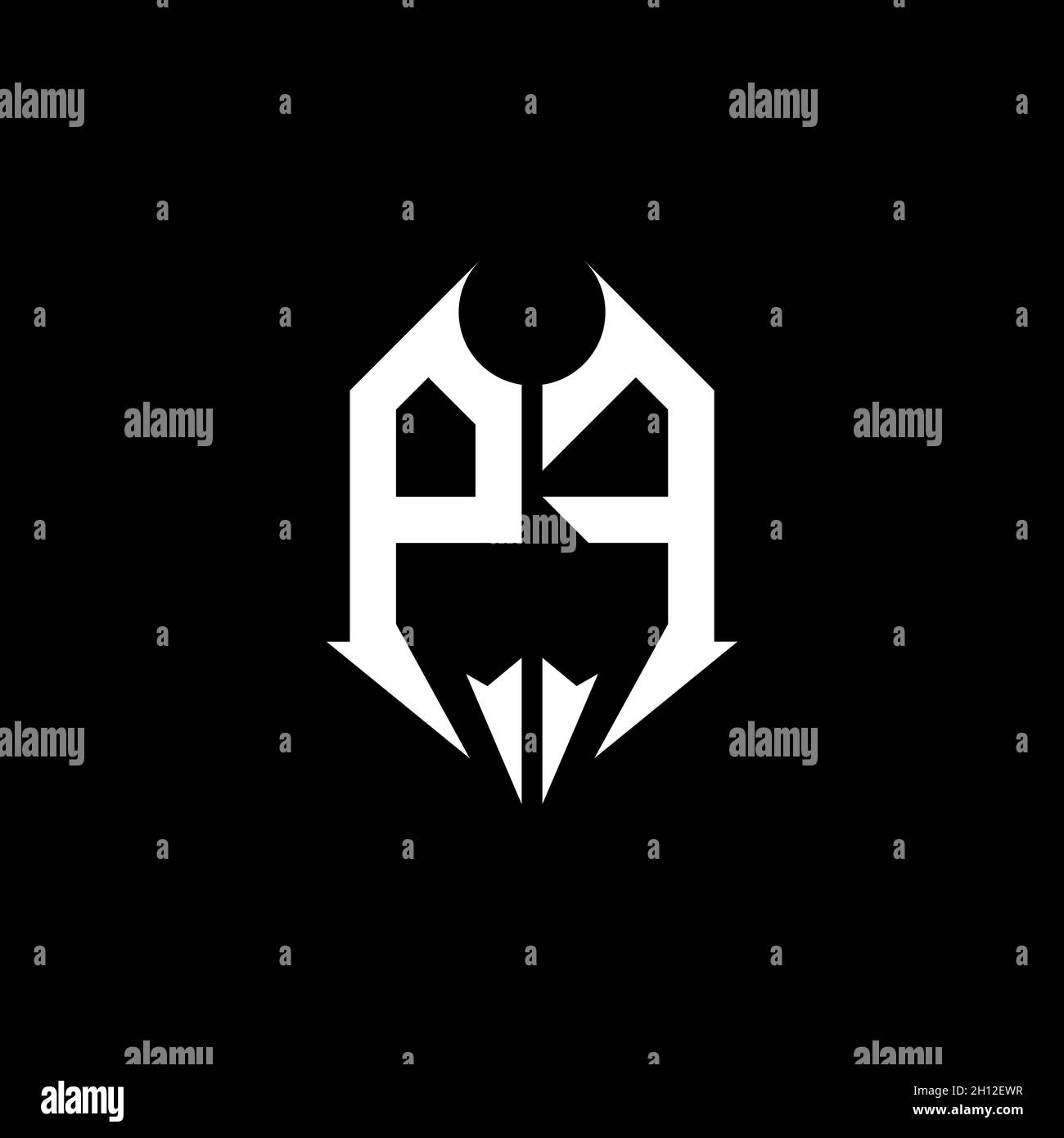 PF Monogram logo letter with metal shape style design template on black ...