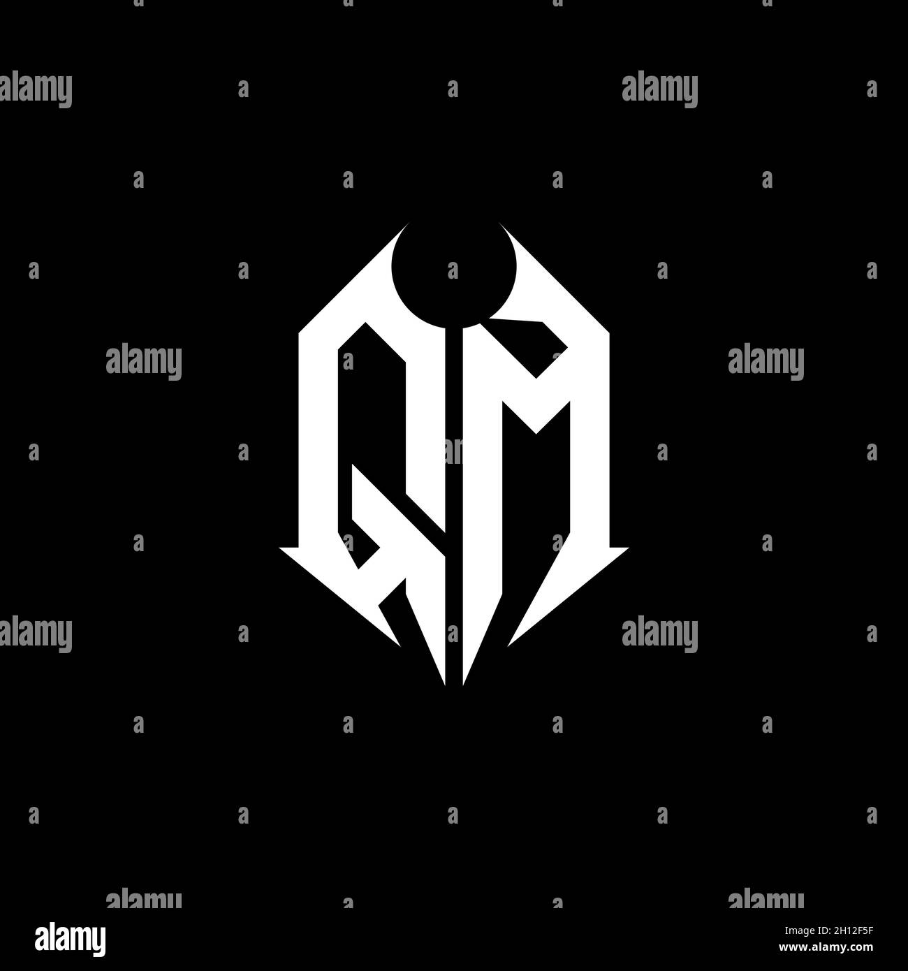 QM Monogram logo letter with metal shape style design template on black ...