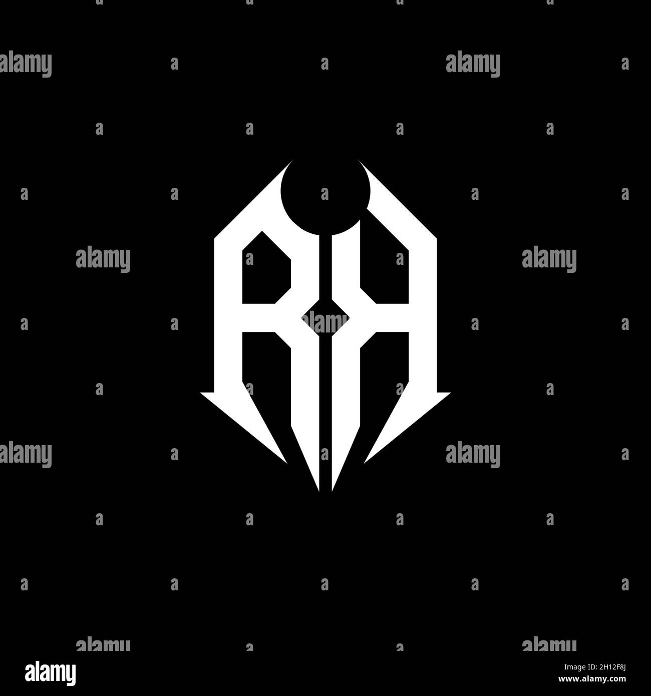 RK Monogram logo letter with metal shape style design template on black ...