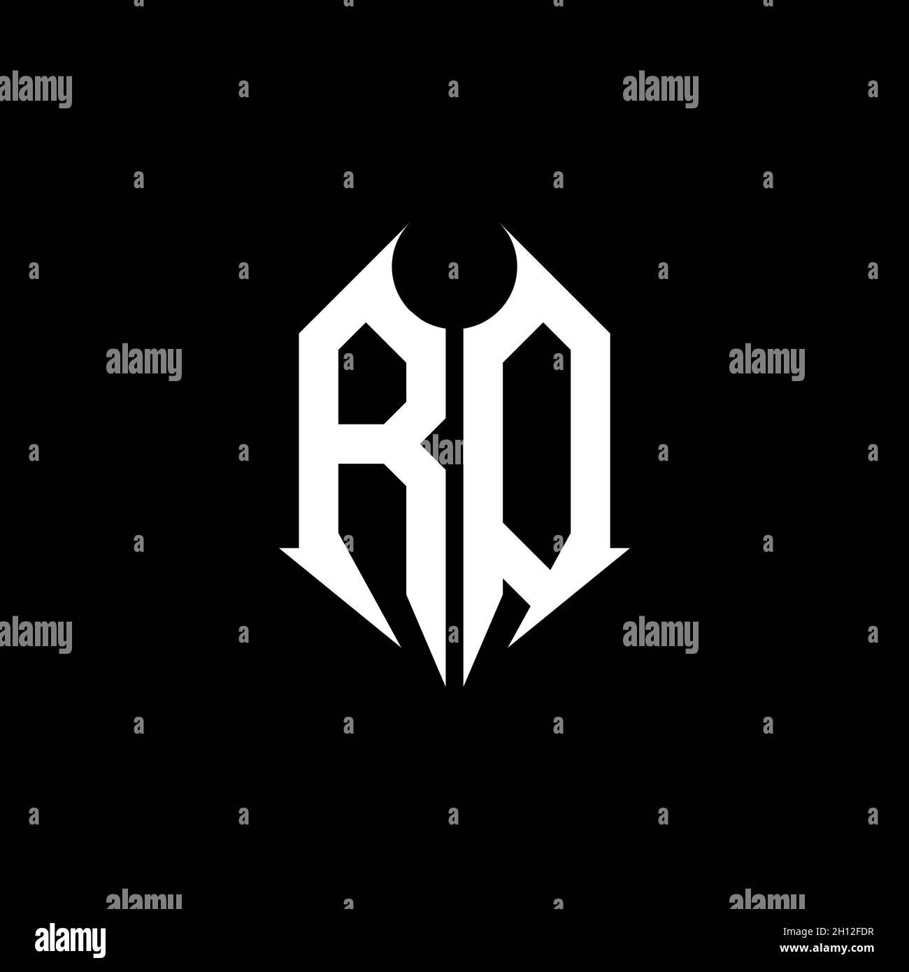 RO Monogram logo letter with metal shape style design template on black ...