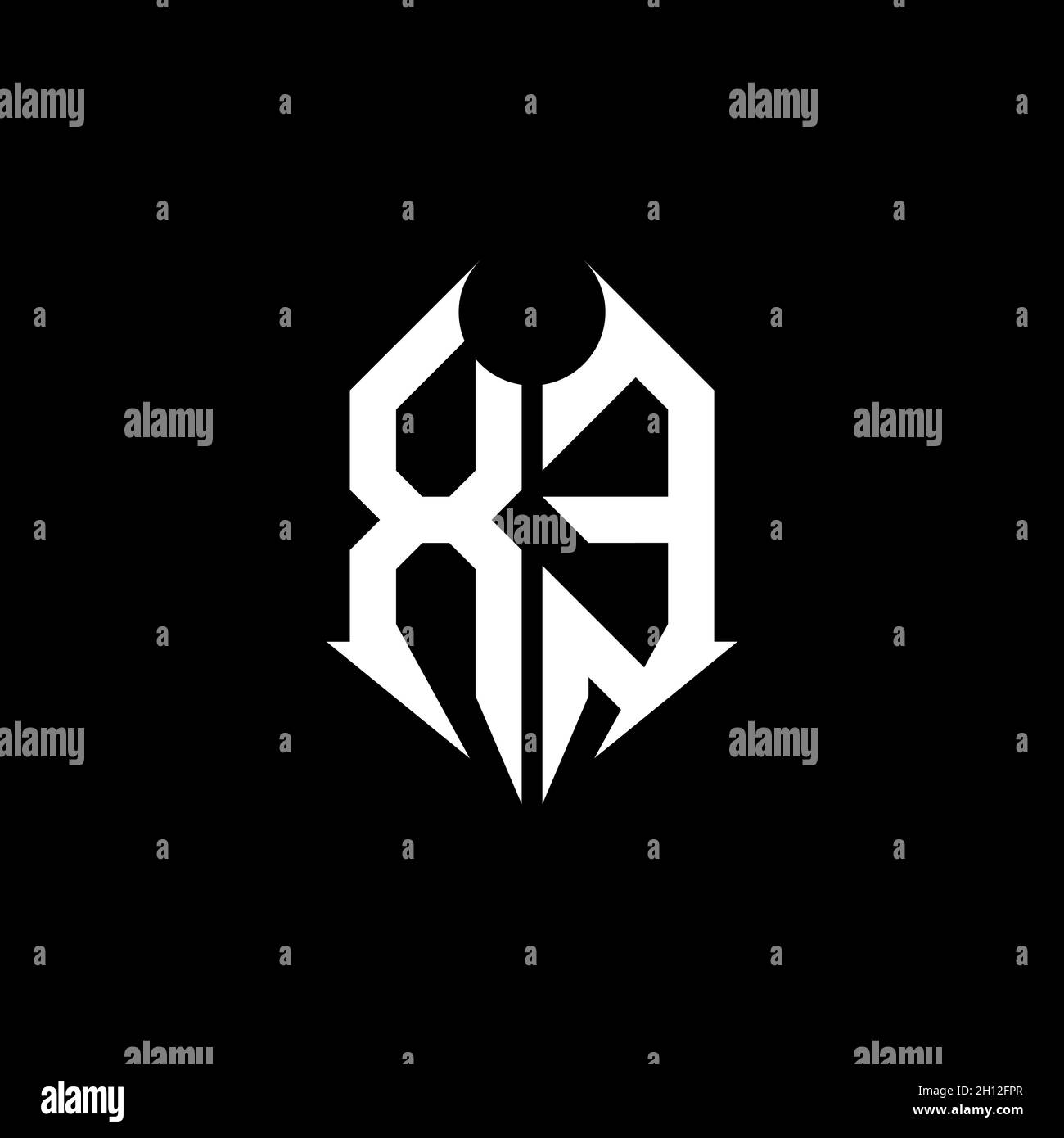 XE Monogram logo letter with metal shape style design template on black