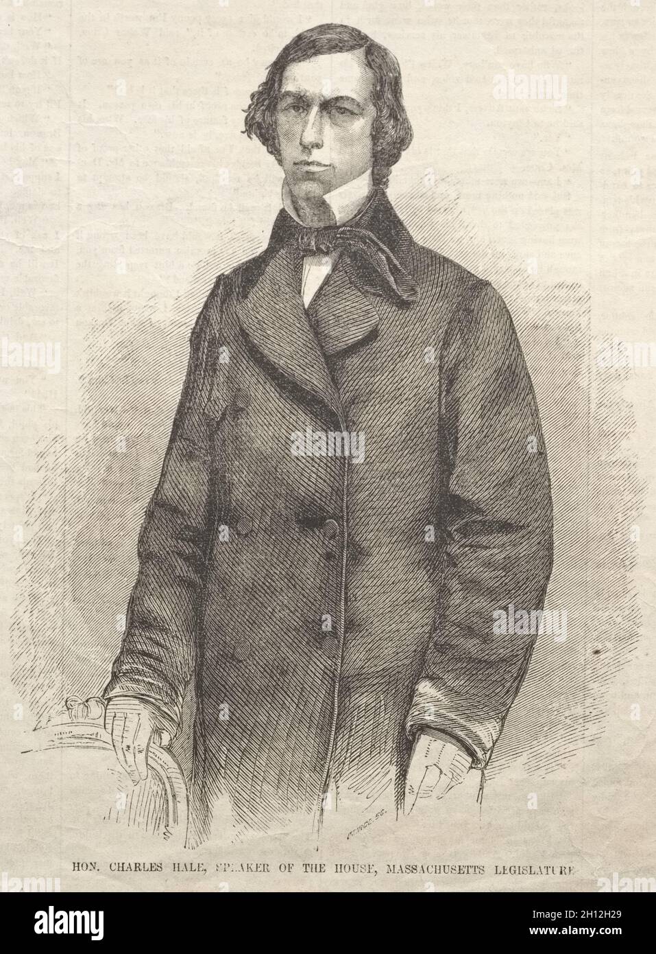 Hon. Charles Hale, Speaker of the House, Massachusetts Legislature, 1859. Winslow Homer (American, 1836-1910). Wood engraving; Stock Photo
