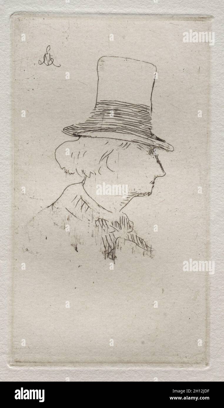 Profile Portrait of Charles Baudelaire. Edouard Manet (French, 1832-1883). Etching; Stock Photo