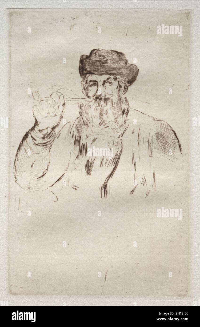 Le fumeur, 1866. Edouard Manet (French, 1832-1883). Drypoint; Stock Photo