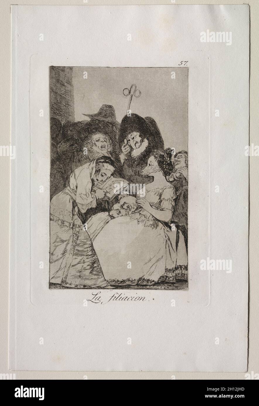 Caprichos: The Filiation. Francisco de Goya (Spanish, 1746-1828). Etching and aquatint; Stock Photo