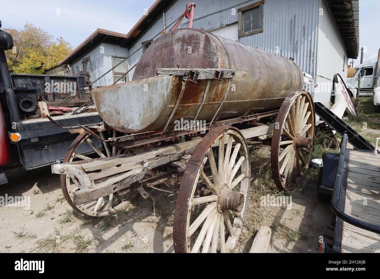 Historic water wagon, Rawlins, WY Stock Photo