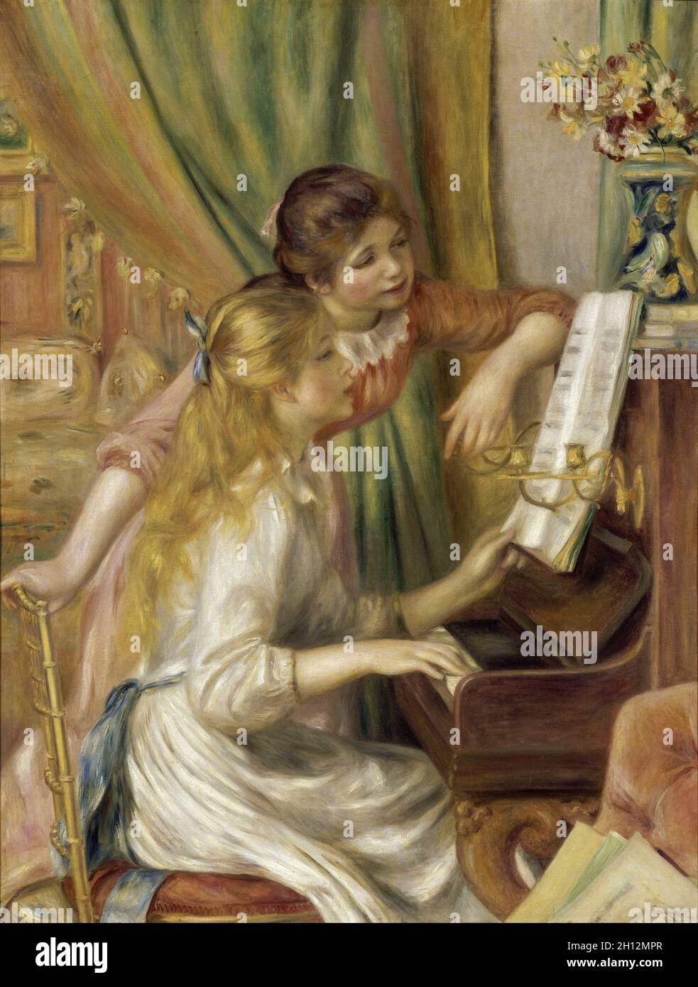 Young Girls at the Piano (Jeunes filles au piano) by Pierre-Auguste Renoir Stock Photo