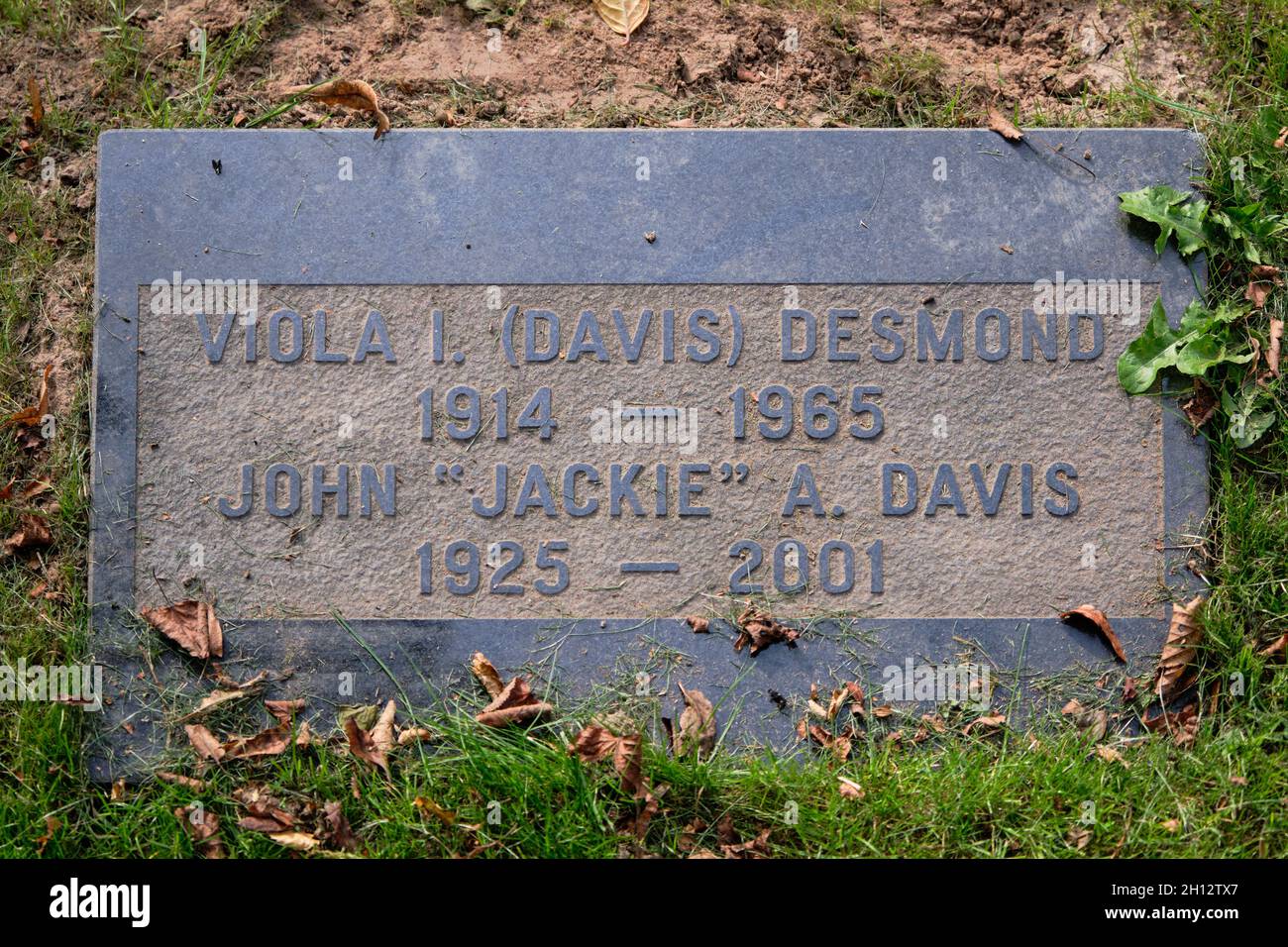 Tombstone of Viola (Davis) Desmond's Grave in Cemetery in Halifax Nova Scotia Stock Photo