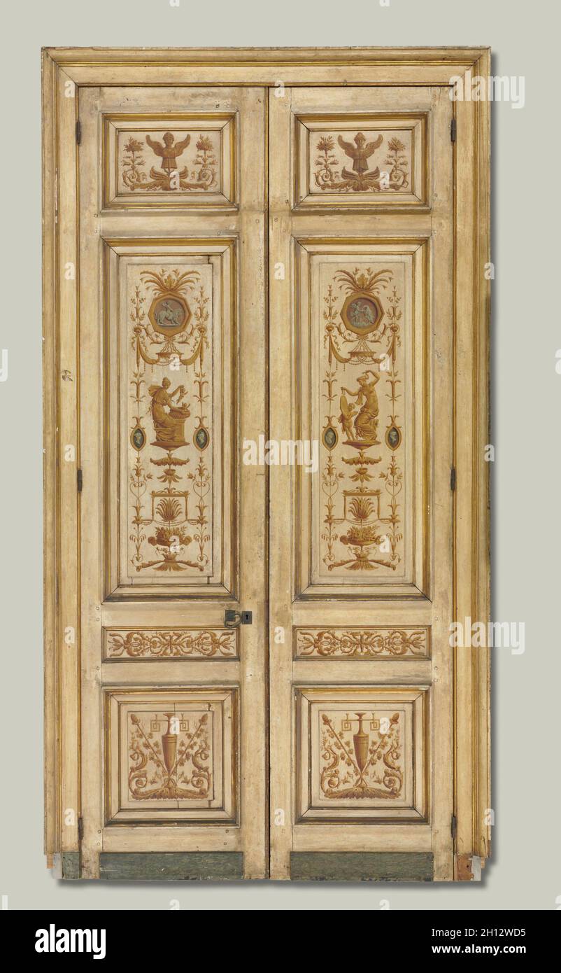 Double-Leaf Doors, 1790s. Pierre Rousseau (French, 1751-1829). Oil on wood; framed: 313.6 x 151.8 x 15.2 cm (123 7/16 x 59 3/4 x 6 in.); unframed: 274 x 63 cm (107 7/8 x 24 13/16 in.). Stock Photo