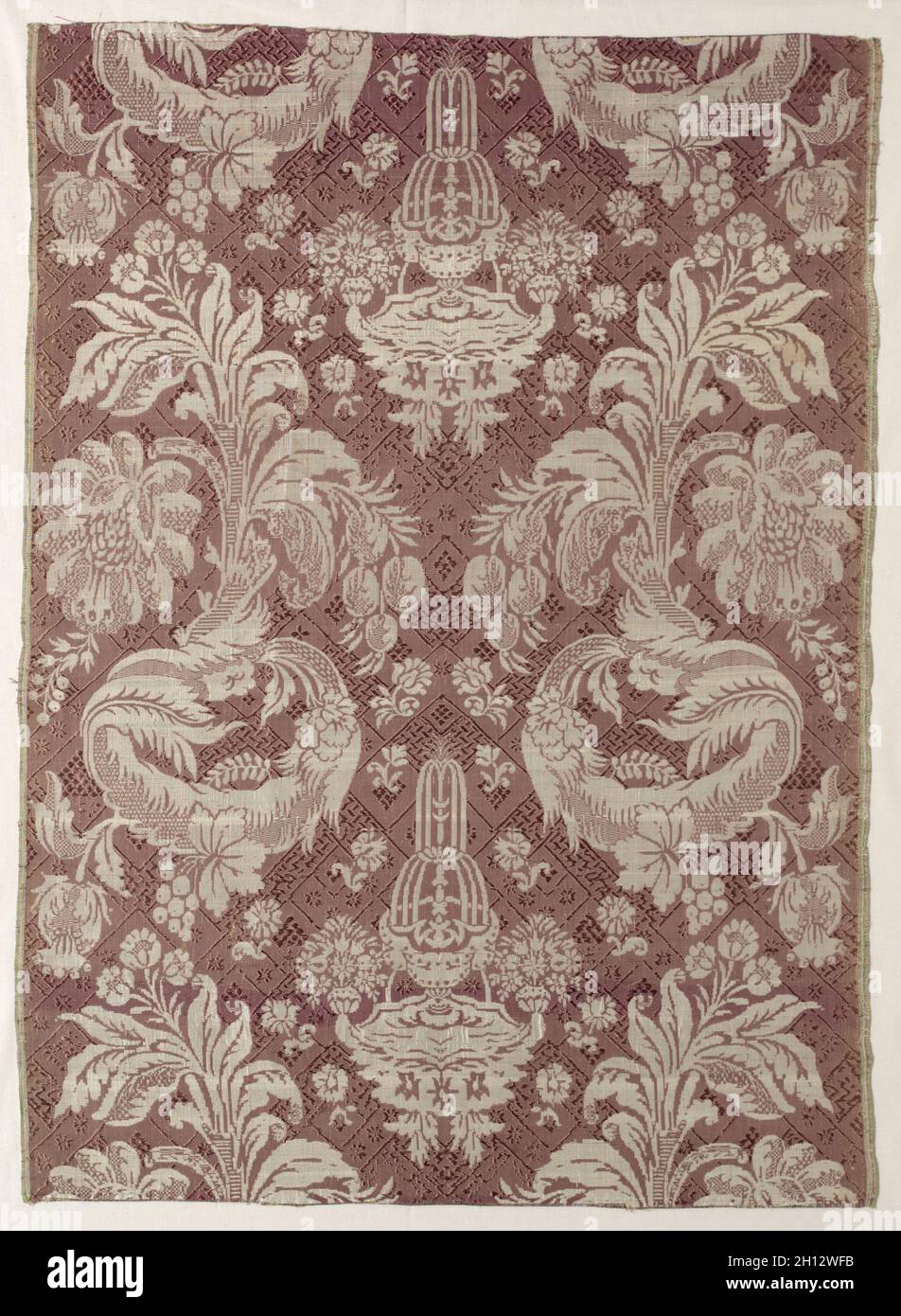 Length of Textile, early 1700s. France or Italy, early 18th century. Silk with supplementary weft brocading; overall: 81.7 x 56 cm (32 3/16 x 22 1/16 in.). Stock Photo
