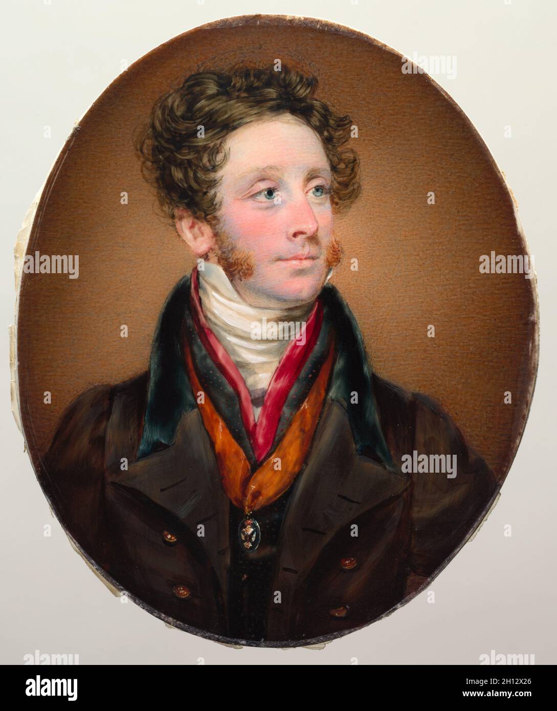 Portrait of John Francis Miller Erskine, Earl of Mar and Earl of Kellie, 1825. Kenneth Macleay (Scottish, 1802-1878). Watercolor on ivory; framed: 14.8 x 12.8 cm (5 13/16 x 5 1/16 in.); overall: 10 x 8 cm (3 15/16 x 3 1/8 in.). Stock Photo
