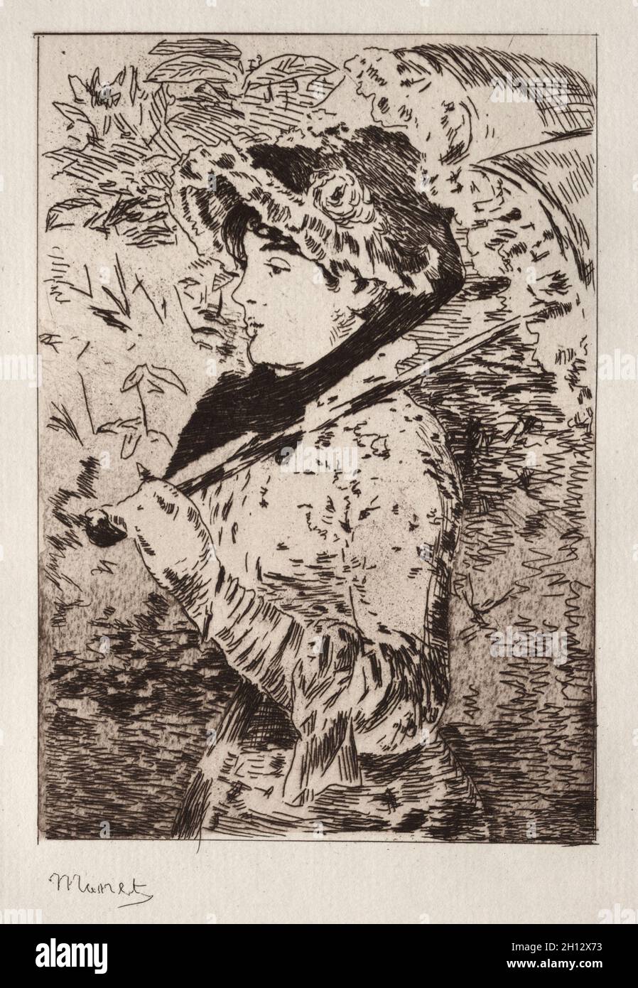 Jeanne: Spring, 1882. Edouard Manet (French, 1832-1883). Etching; Stock Photo