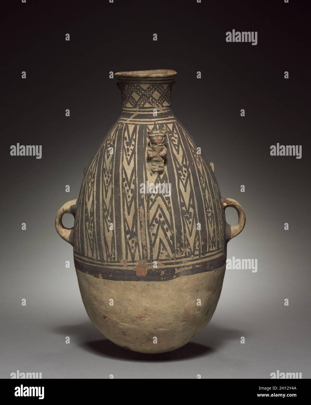 Bottle, 800-1500. Peru, Chimú, 9th-15th Century. Pottery; overall: 40.1 x 25.7 x 23.5 cm (15 13/16 x 10 1/8 x 9 1/4 in.). Stock Photo
