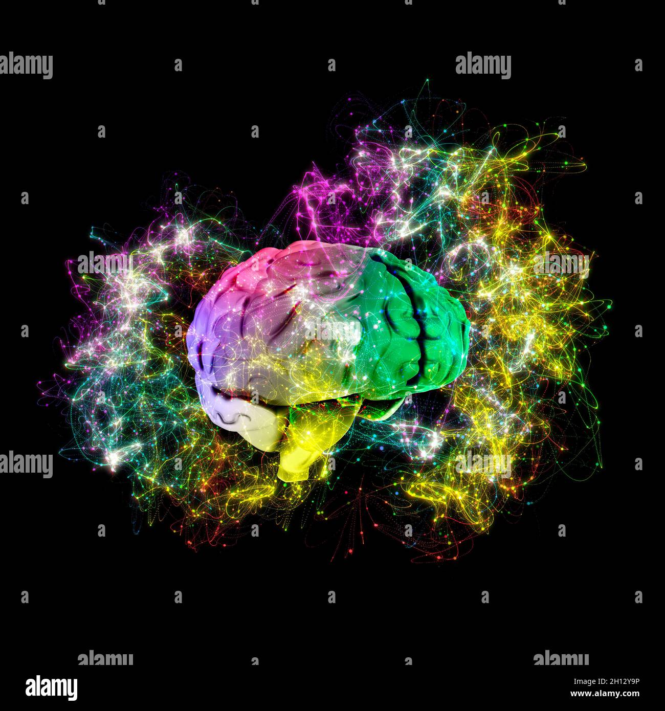 Human brain anatomy with energy field, 3D illustration Stock Photo - Alamy
