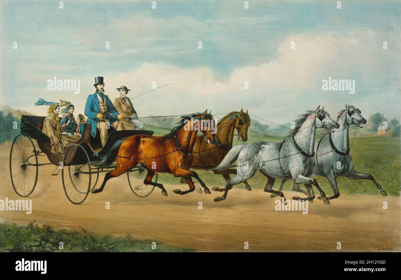 Fourinhand carriage, 19th century illustration Stock Photo Alamy