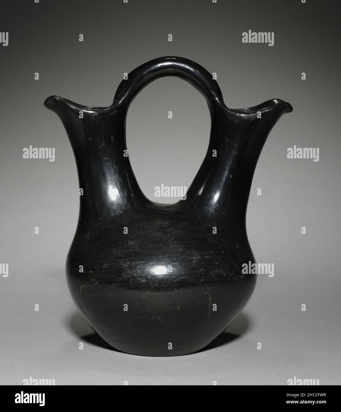 Wedding Jar, 1900. Southwest, Pueblo, Santa Clara, Post-Contact, 20th century. Ceramic; overall: 15.5 x 21.5 cm (6 1/8 x 8 7/16 in.). Stock Photo
