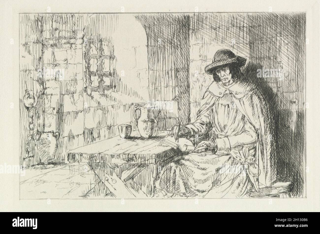 Le Drageoir aux épices by J. K. Huysmans: p. 99, 1929. Auguste Brouet (French, 1872-1941), J.K. Huysmans (French). Book containing 54 etchings; overall: 28.7 x 23.3 x 4.5 cm (11 5/16 x 9 3/16 x 1 3/4 in.). Stock Photo