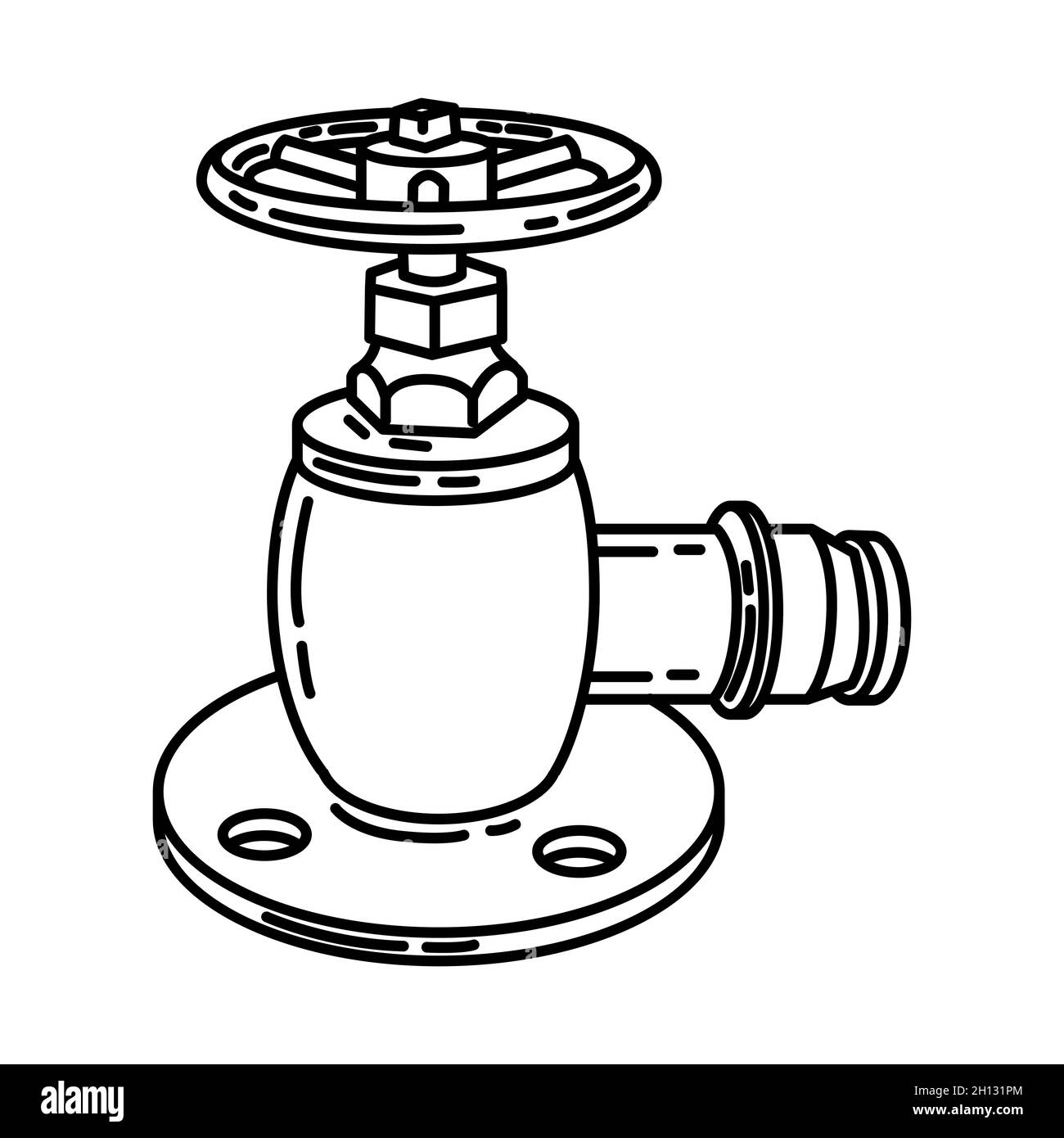 Fire Hydrant Valve Part of Firefighter Accessories and Equipment Device Hand Drawn Icon Set