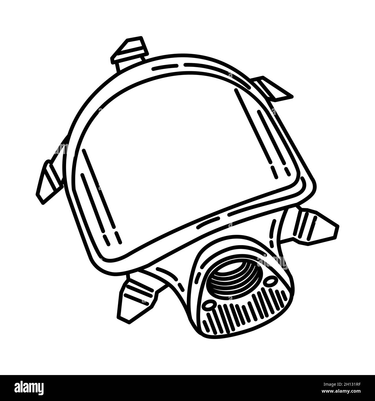 Firefighter Air Mask Part of Firefighter Accessories and Equipment Device Hand Drawn Icon Set Vector. Stock Vector