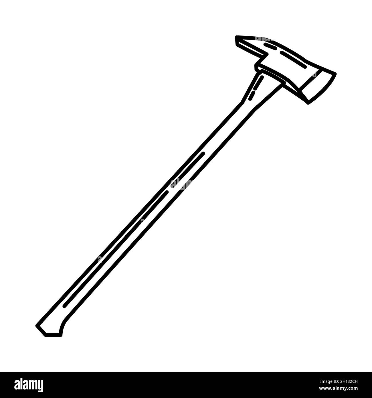 Long Firefighter Axes Part of Firefighter Accessories and Equipment Device Hand Drawn Icon Set