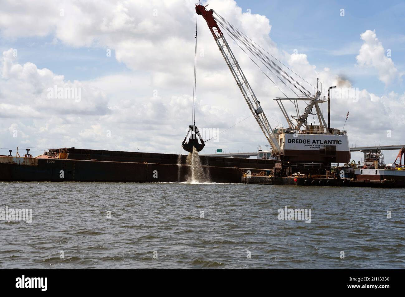 The Dredge Atlantic is one of the many vessels working on the Charleston Harbor Post 45 Deepening Project. Stock Photo