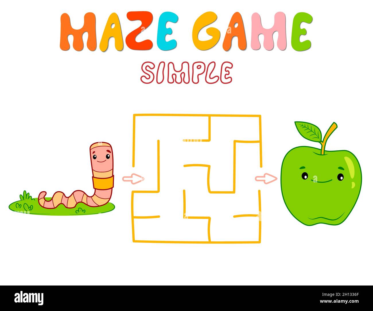 Simple Maze puzzle game for children. Color simple maze or labyrinth