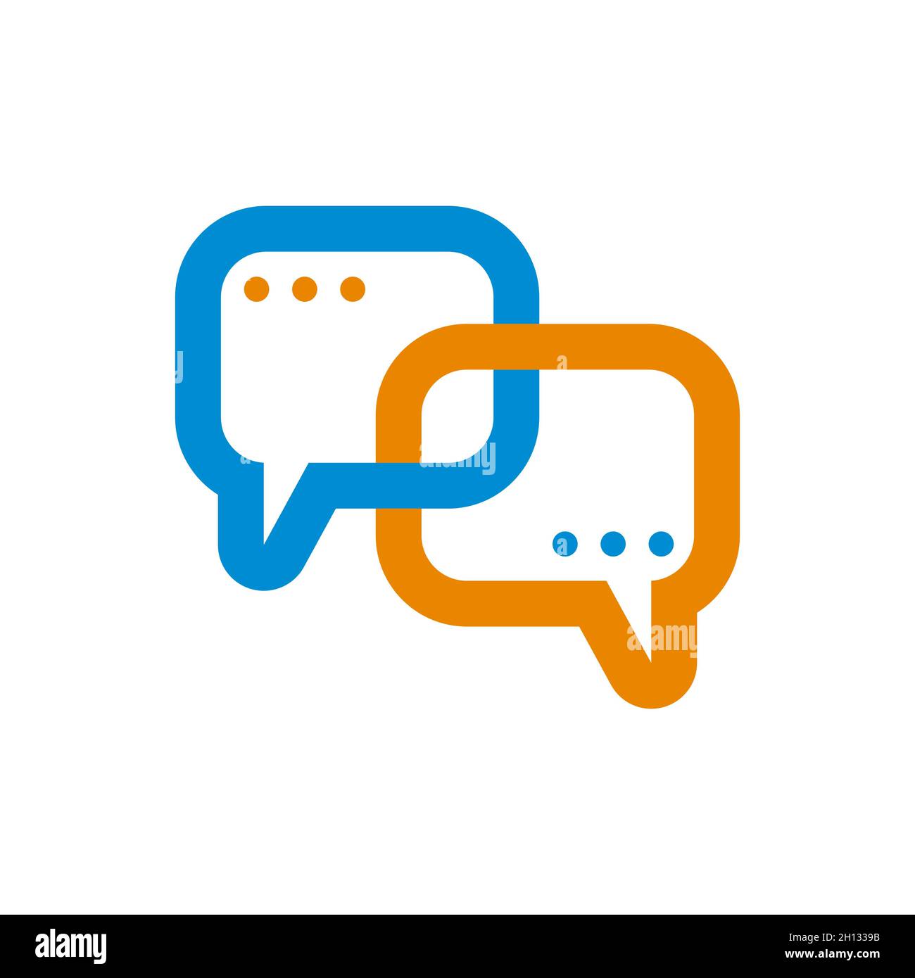 Two connected comment bubbles. Conversation, communication symbol. Logo support  service. Help of coach icon. Vector Stock Vector Image & Art - Alamy