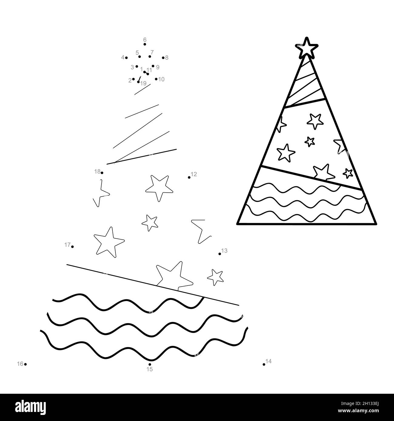 Dot to dot Christmas puzzle for children. Connect dots game. Christmas ...