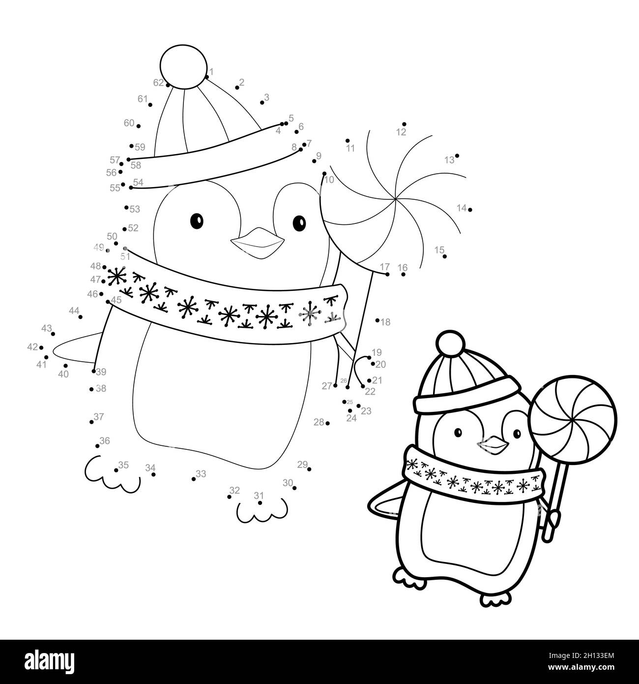 Dot to dot Christmas puzzle for children. Connect dots game. Christmas ...