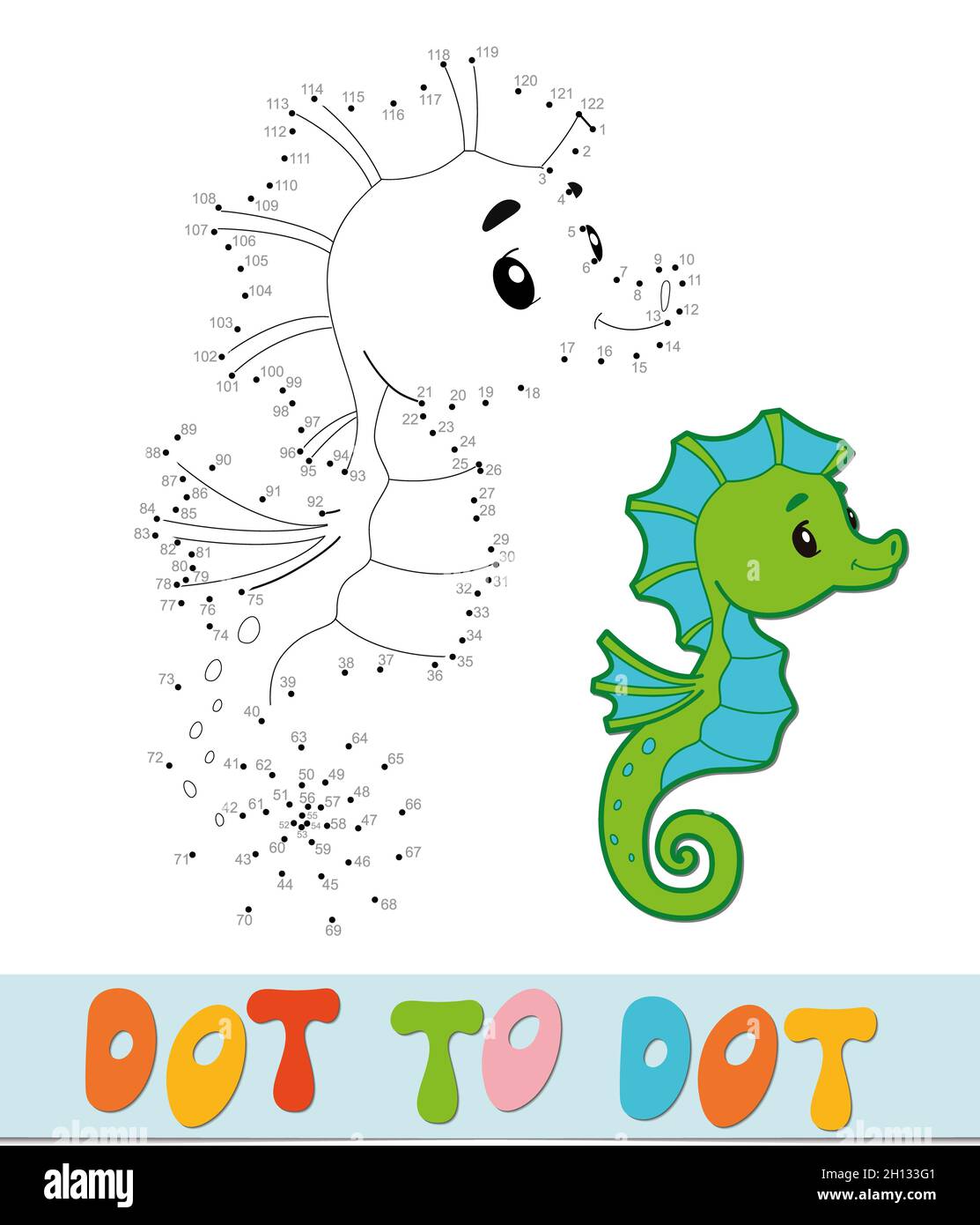 Seahorse Connect The Dots Coloring Pages For Kids Dot To