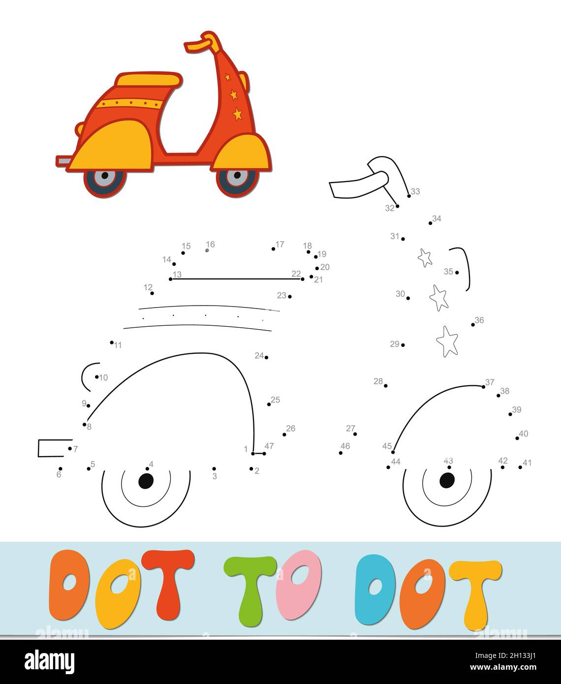 Dot to dot puzzle. Connect dots game. motorbike illustration Stock ...