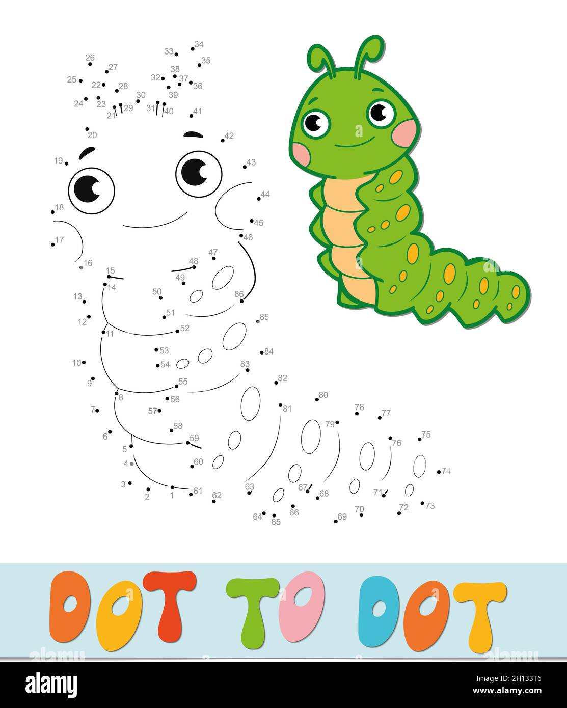 Dot to dot puzzle. Connect dots game. caterpillar illustration Stock ...