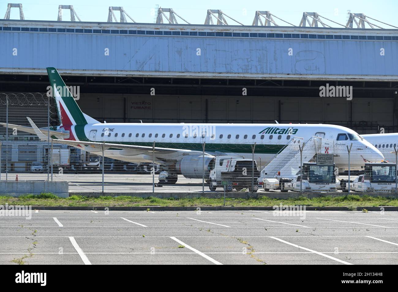 Rome Italy 15th Oct 21 An Airplane Of Ita Italian Airline Transport Is Sitting At The Ramp Of Rome S Fiumicimo Airport In Rome Italy On Oct 15 21 To Go With Feature