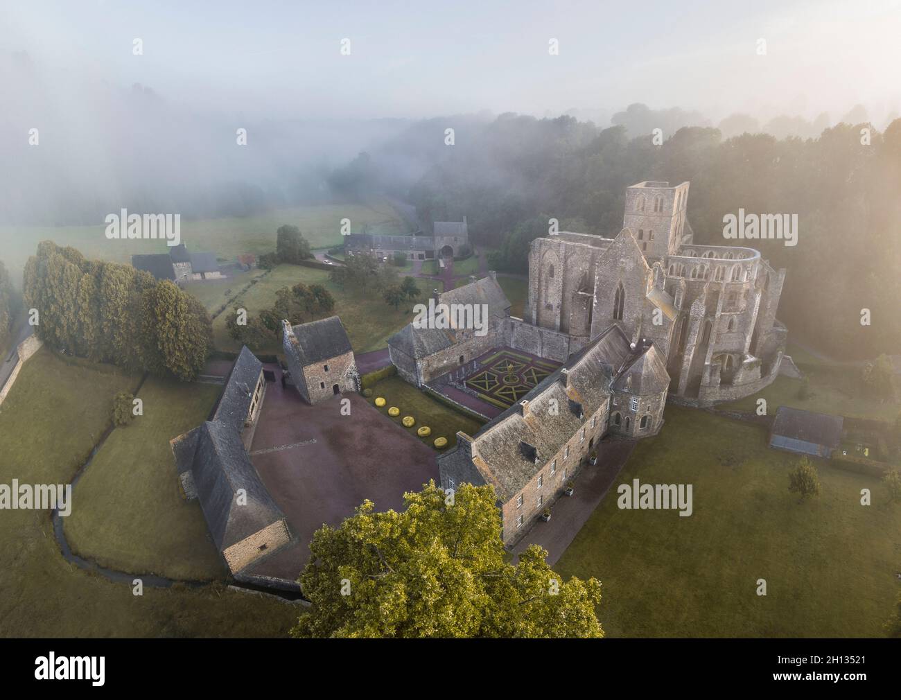 FRANCE. MANCHE (50) AERIAL IMAGE OF HAMBYE ABBEY Stock Photo - Alamy